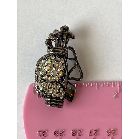 Vintage LS Golf Bag AB Rhinestone Brooch Pin Silver-Tone Sparkly Jewelry Accesso - Picture 10 of 10